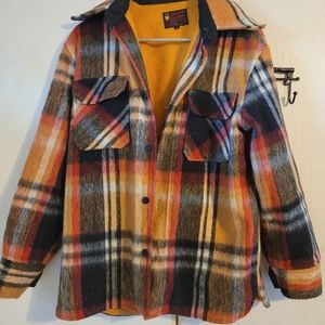 Orange plaid Winter Coat.